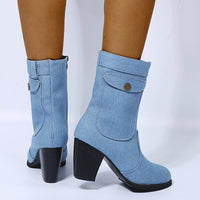 Modische Mid-Leg Stiefel für Damen mit trendigem Absatz - 1 - Atelier-Zofia