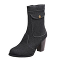 Modische Mid-Leg Stiefel für Damen mit trendigem Absatz - 6 - Atelier-Zofia