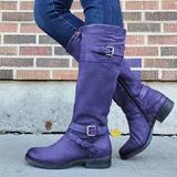 Modische Damenknielange Stiefel mit stylishen Schnallen-Details - 3 - Atelier-Zofia