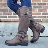 Modische Damenknielange Stiefel mit stylishen Schnallen-Details - 4 - Atelier-Zofia