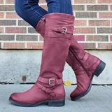 Modische Damenknielange Stiefel mit stylishen Schnallen-Details - 6 - Atelier-Zofia