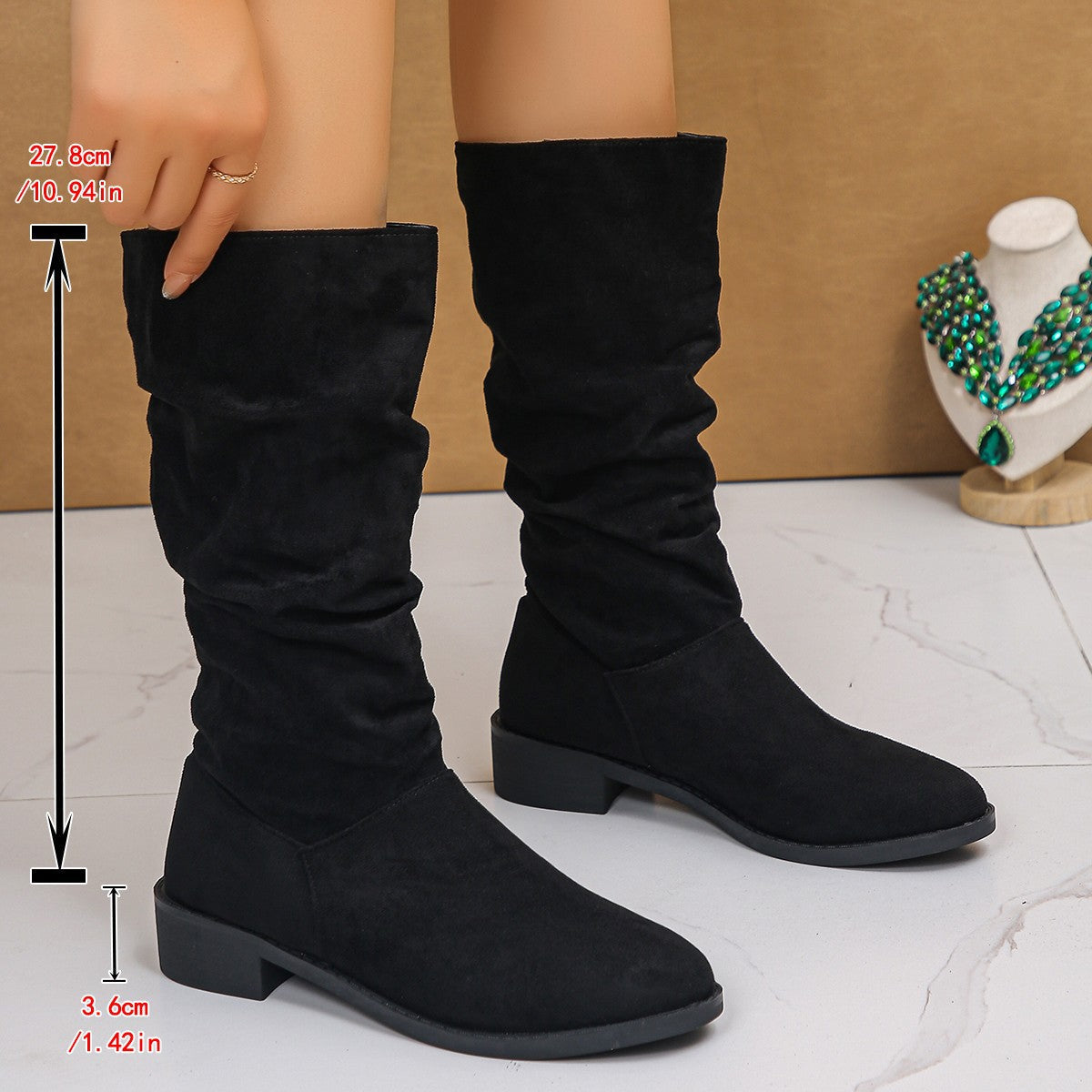 Damen Slouchy Boots mit runder Zehenform für lässige Eleganz - 6 - Atelier-Zofia