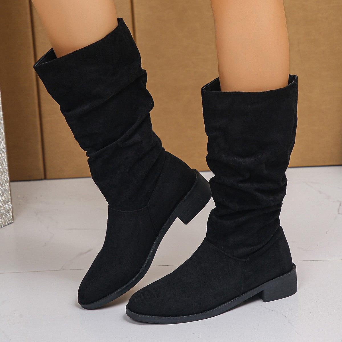 Damen Slouchy Boots mit runder Zehenform für lässige Eleganz - 7 - Atelier-Zofia