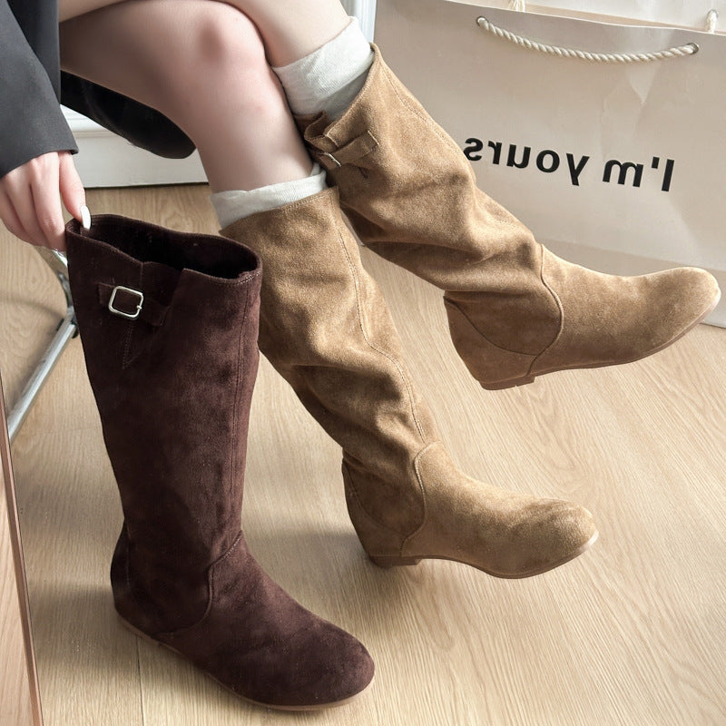 Damen High-Top Stiefeletten mit modischem Schnallen-Design - 3 - Atelier-Zofia