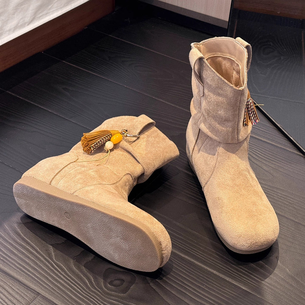 Damen Stiefeletten mit modischer Quaste - 7 - Atelier-Zofia