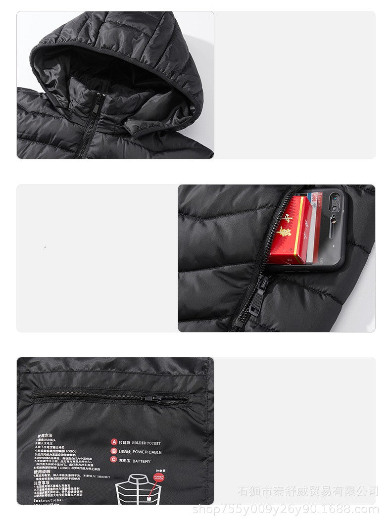 Praktische Heizjacke für Herren mit bequemer Kapuze - 2 - Atelier-Zofia