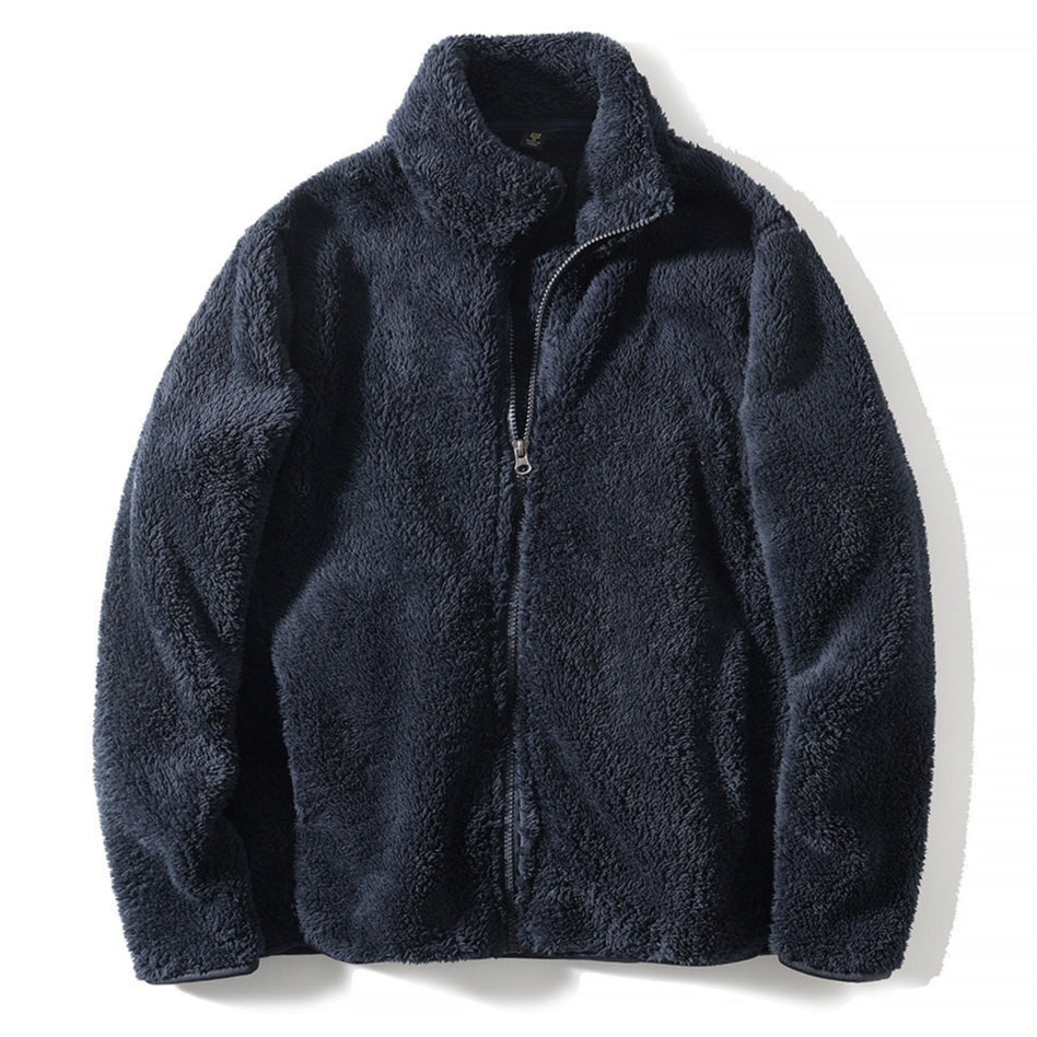 Bequeme Herren Fleecejacke mit hohem Kragen und Reißverschluss - 2 - Atelier-Zofia