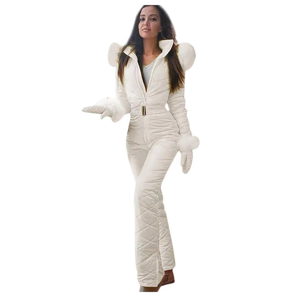 Stylischer Slim-Fit Jumpsuit für Damen mit weichem Kunstfellkragen - 1 - Atelier-Zofia