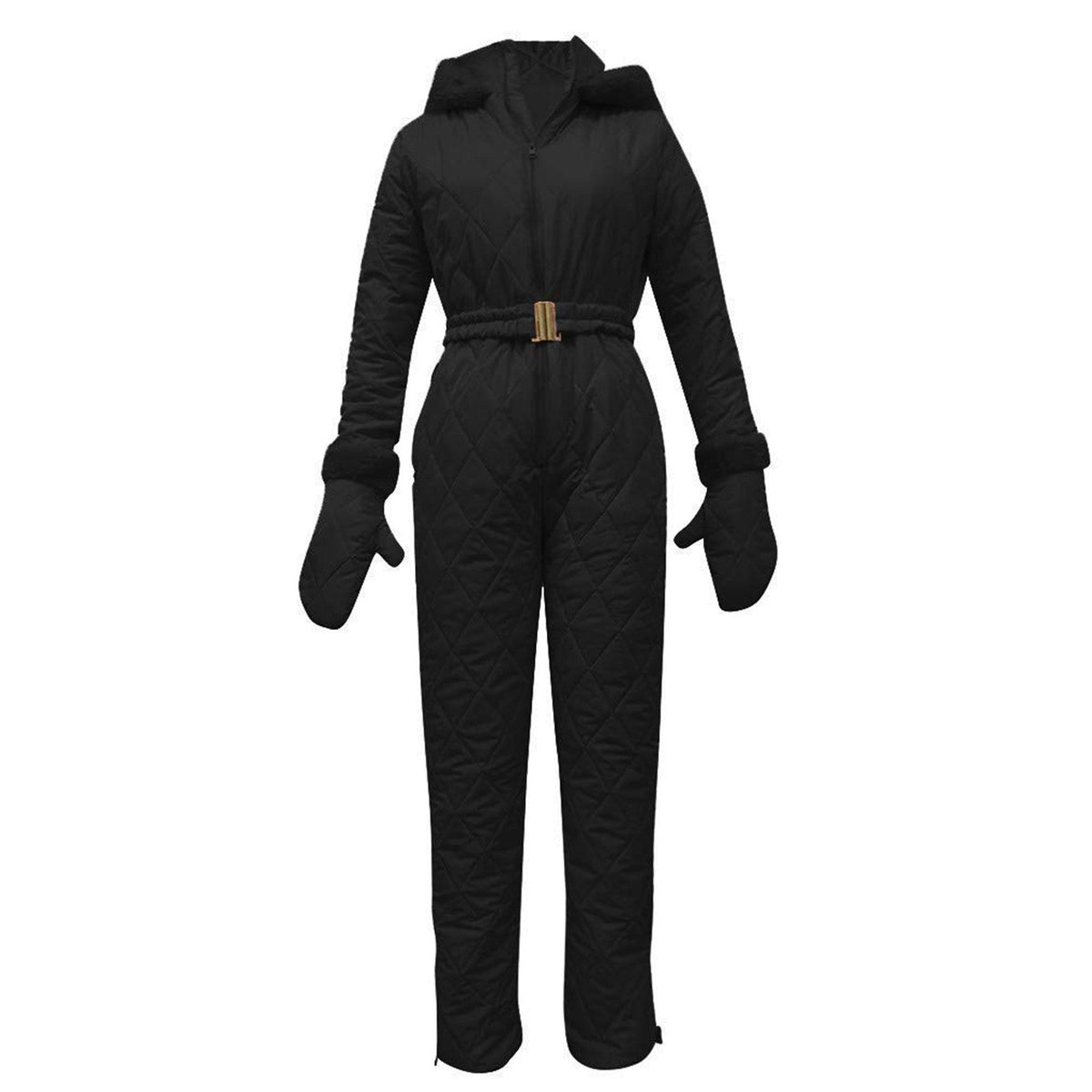 Stylischer Slim-Fit Jumpsuit für Damen mit weichem Kunstfellkragen - 2 - Atelier-Zofia