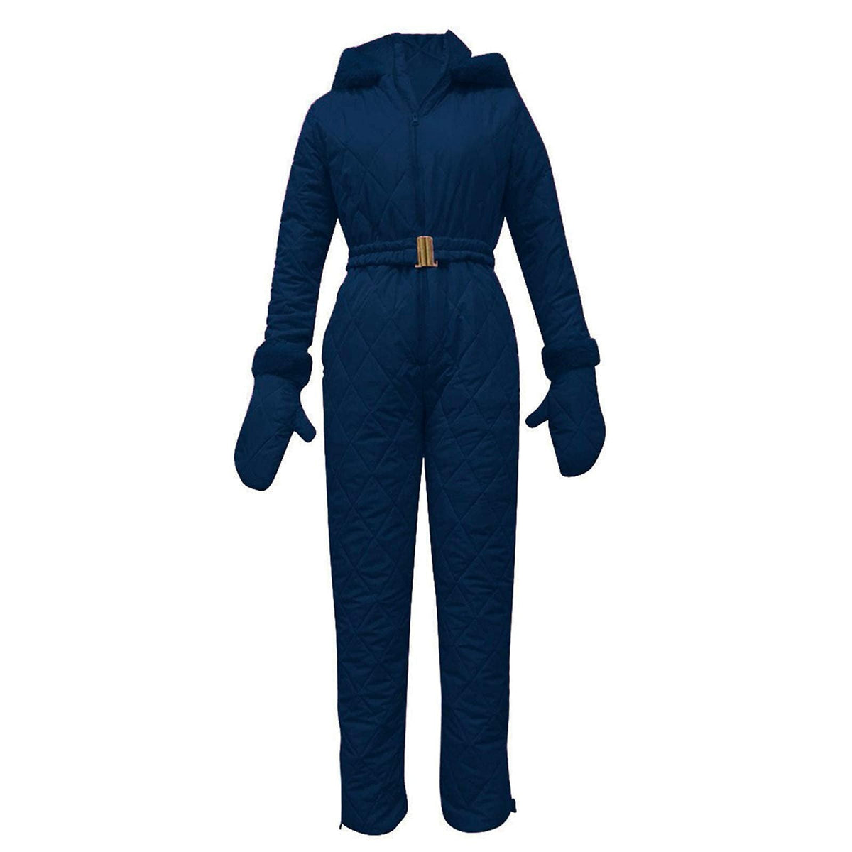 Stylischer Slim-Fit Jumpsuit für Damen mit weichem Kunstfellkragen - 4 - Atelier-Zofia