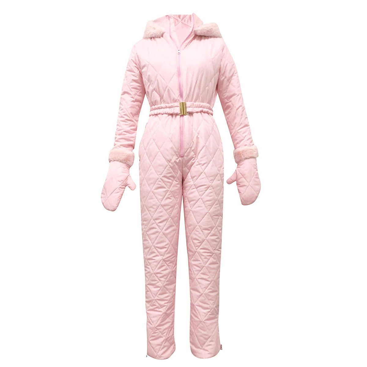 Stylischer Slim-Fit Jumpsuit für Damen mit weichem Kunstfellkragen - 6 - Atelier-Zofia