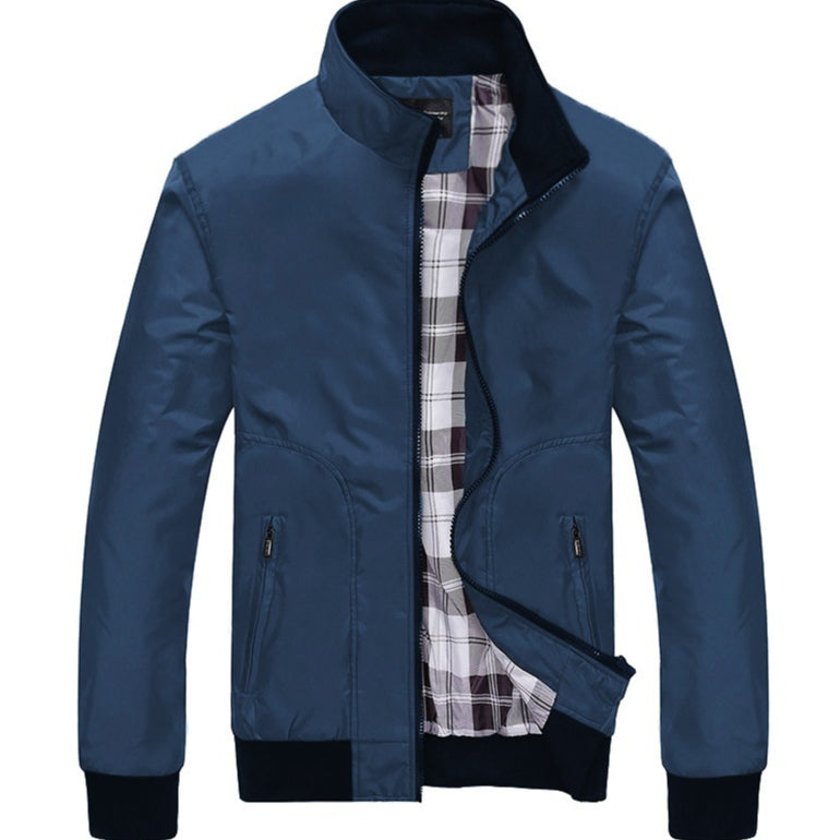 Stilvolle Herrenjacke mit Stehkragen für Freizeitaktivitäten - 1 - Atelier-Zofia