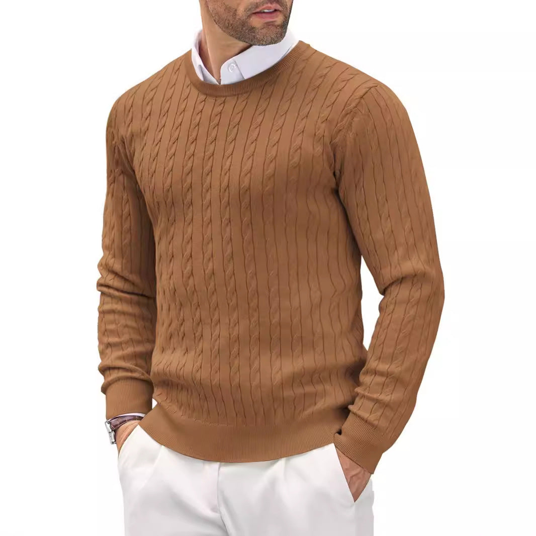 Stylischer Herrenpullover Slim Fit mit Zopfmuster - 2 - Atelier-Zofia