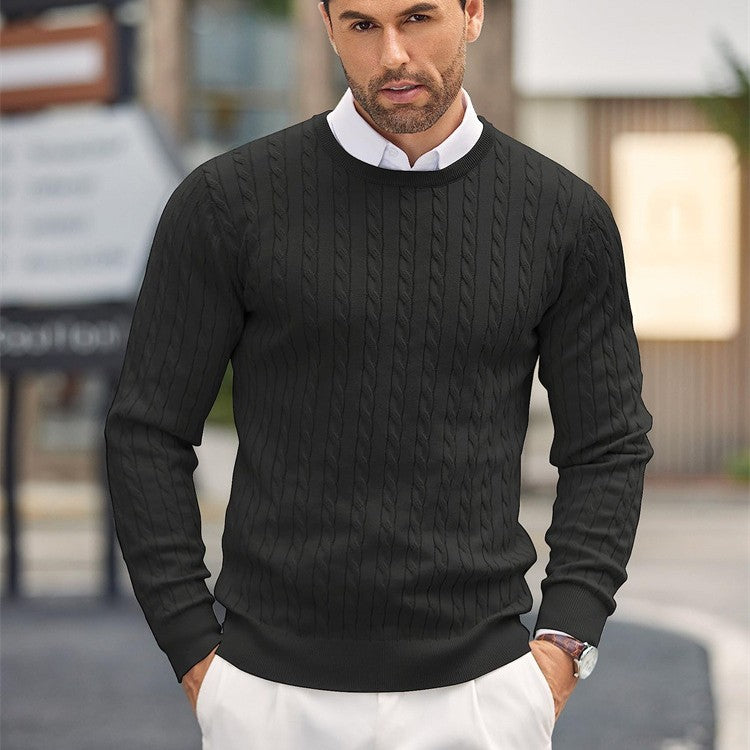 Stylischer Herrenpullover Slim Fit mit Zopfmuster - 9 - Atelier-Zofia