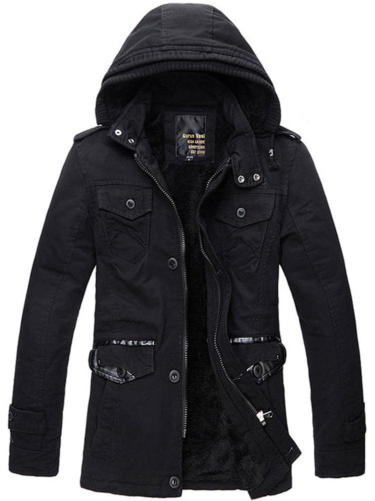 Elegante Herrenjacke mit abnehmbarer Kapuze und winddichtem Schutz - 6 - Atelier-Zofia