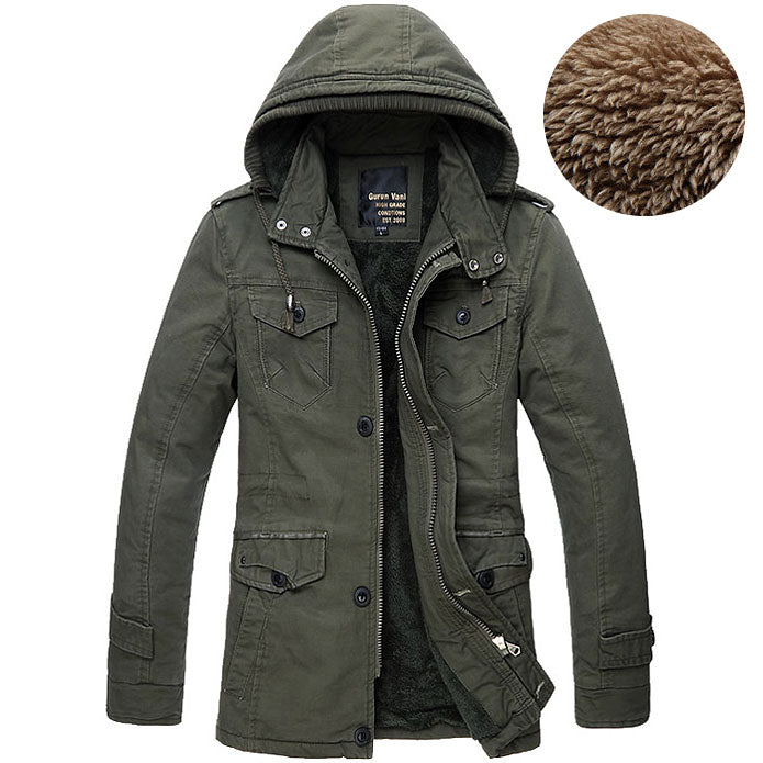 Elegante Herrenjacke mit abnehmbarer Kapuze und winddichtem Schutz - 7 - Atelier-Zofia