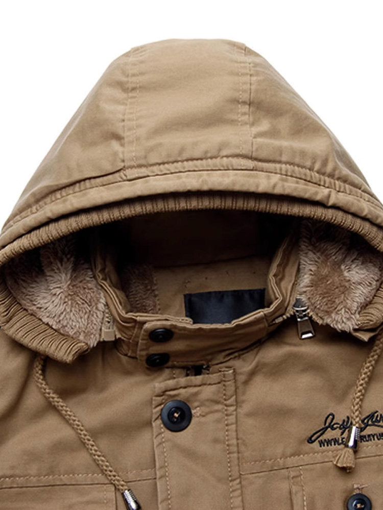 Elegante Herrenjacke mit abnehmbarer Kapuze und winddichtem Schutz - 8 - Atelier-Zofia