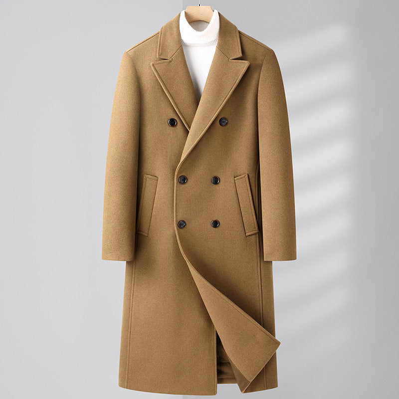 Klassischer Herrenmantel im Slim-Fit Doppelreiher-Design mit praktischen Seitentaschen - 5 - Atelier-Zofia