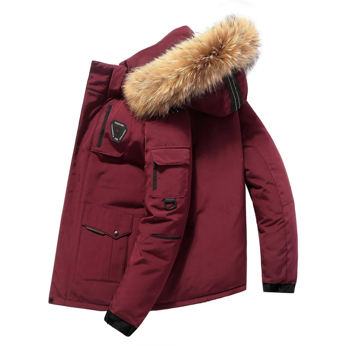 Modische Herrenjacke mit Kapuze und edlem Pelzkragen - 1 - Atelier-Zofia