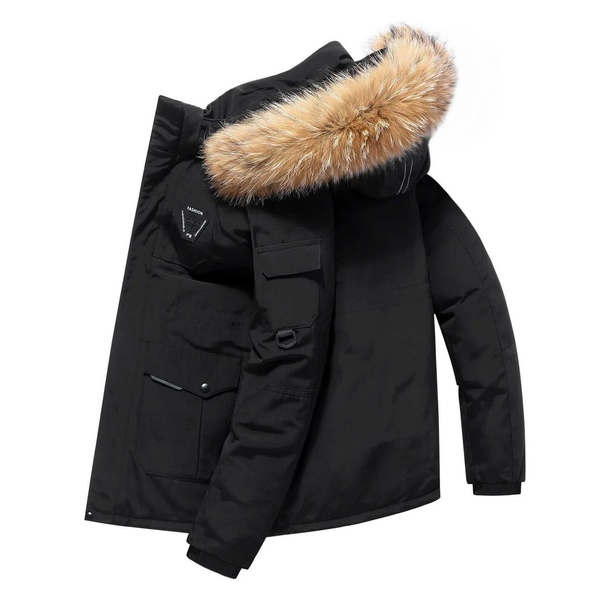 Modische Herrenjacke mit Kapuze und edlem Pelzkragen - 2 - Atelier-Zofia
