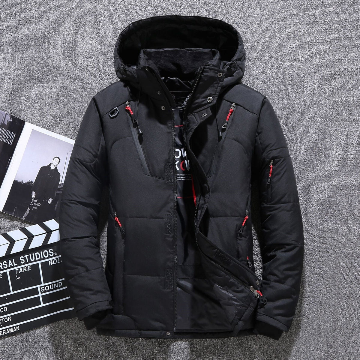 Herren Slim-Fit Winterjacke mit Kapuze und praktischen Taschen - 5 - Atelier-Zofia