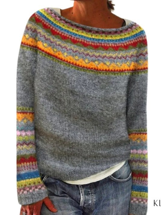 Lässiger Damenpullover mit Kreativen Mustern für Gemütliche Anlässe - 2 - Atelier-Zofia