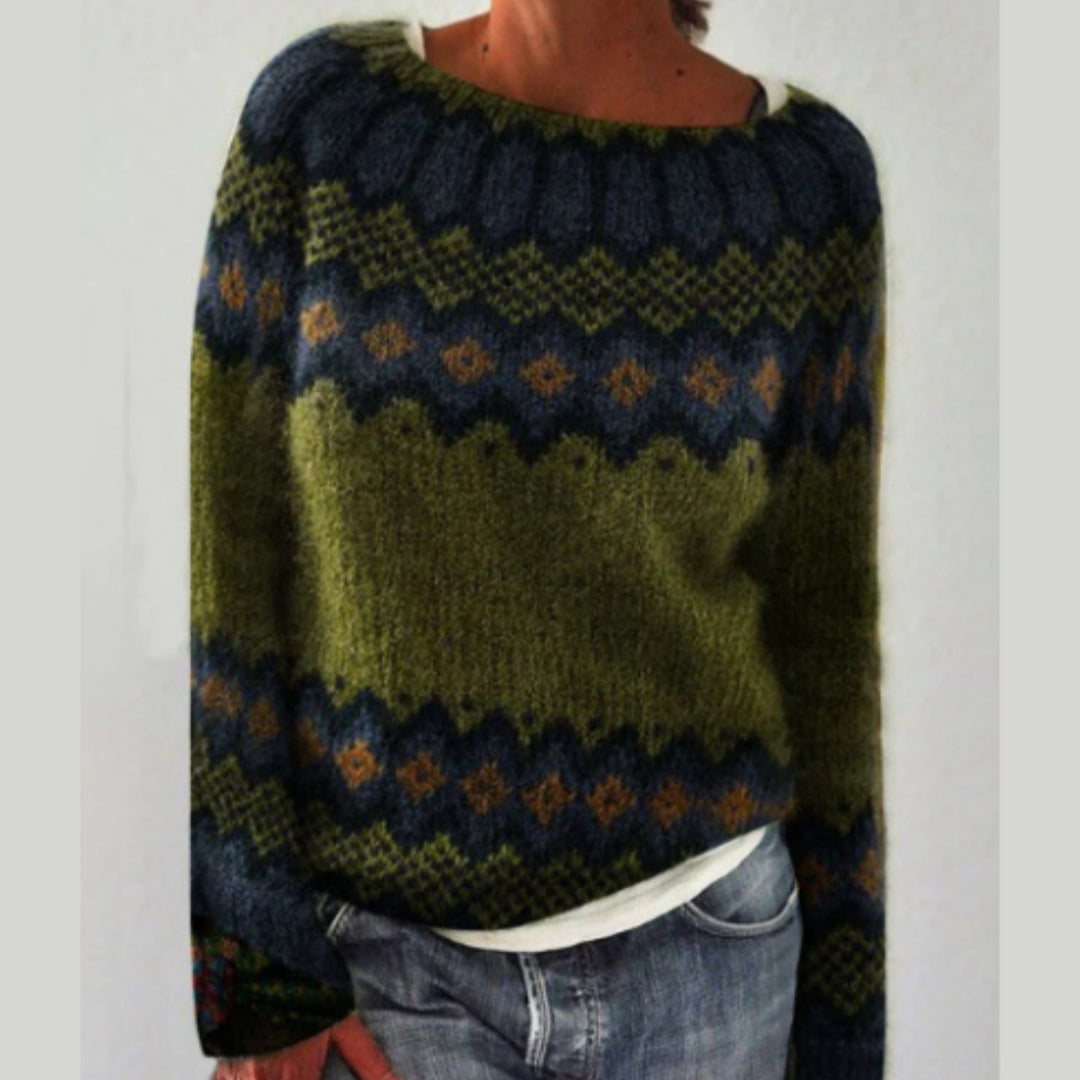 Lässiger Damenpullover mit Kreativen Mustern für Gemütliche Anlässe - 5 - Atelier-Zofia