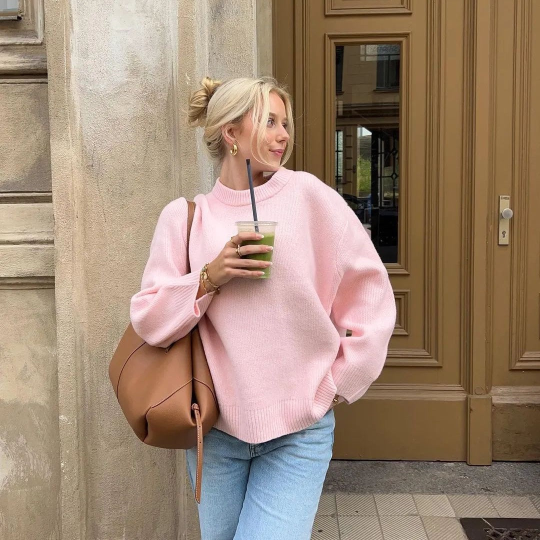 Damenpullover mit langen Ärmeln im lässigen Schnitt für stilvolle Outfits - 4 - Atelier-Zofia