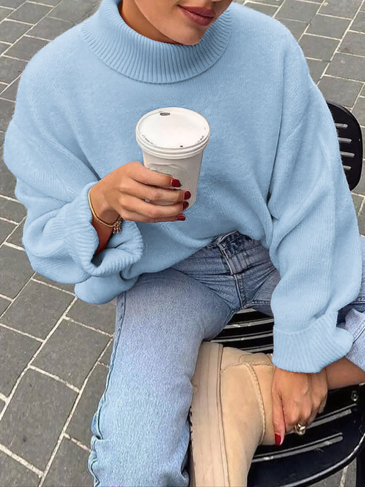 Damenpullover mit langen Ärmeln im lässigen Schnitt für stilvolle Outfits - 6 - Atelier-Zofia