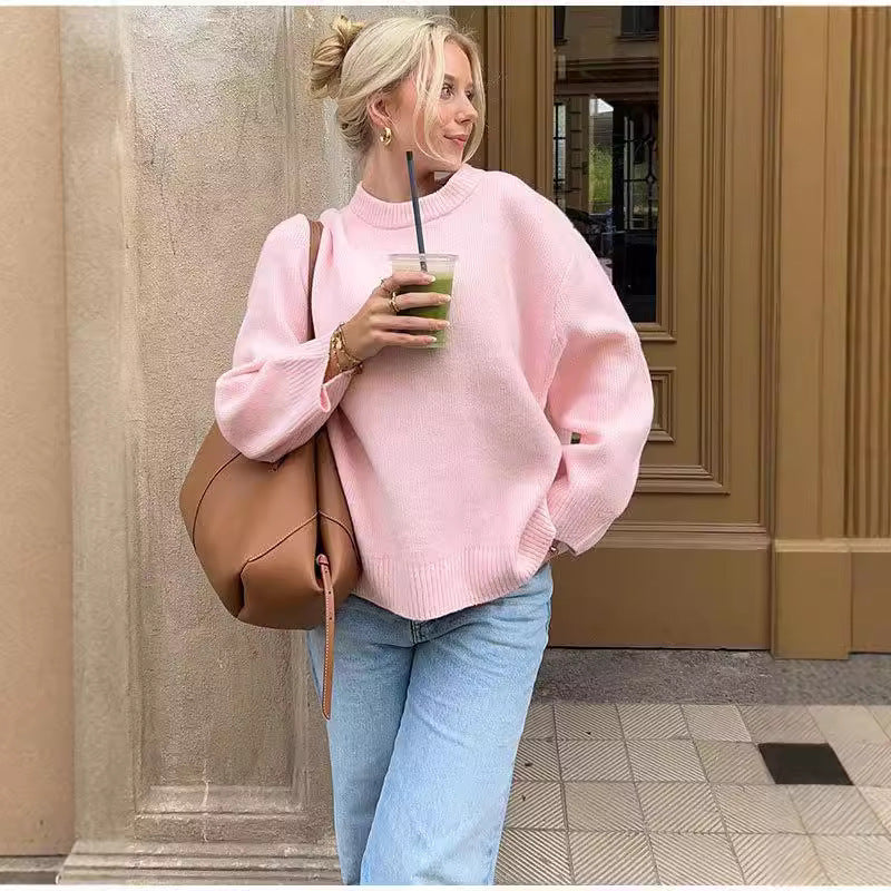 Damenpullover mit langen Ärmeln im lässigen Schnitt für stilvolle Outfits - 8 - Atelier-Zofia