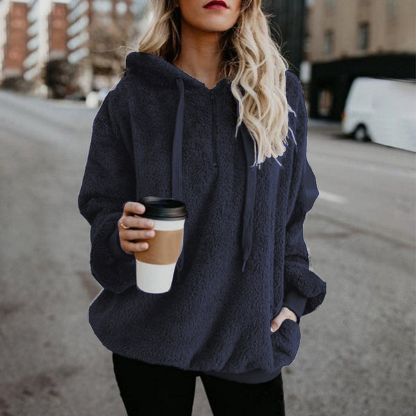 Damen Hoodie mit Lässig Oversized Schnitt und Praktischer Tasche - 1 - Atelier-Zofia