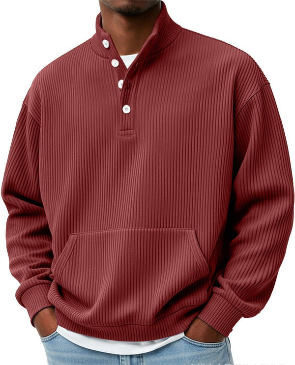 Lässiger Herren Pullover mit Knopfdesign für Freizeitaktivitäten - 1 - Atelier-Zofia