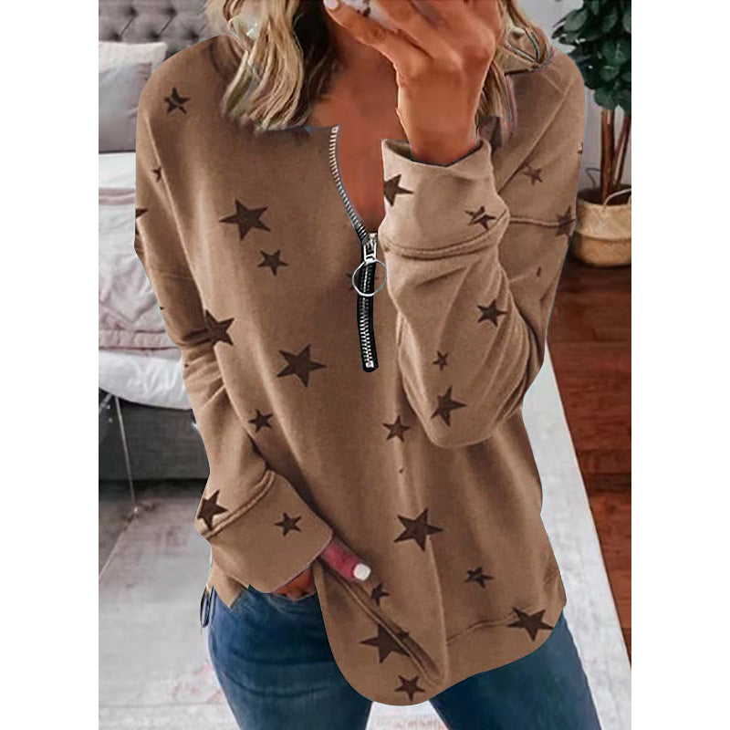Damen Sweatshirt mit Reißverschluss und lässigem Design - 2 - Atelier-Zofia