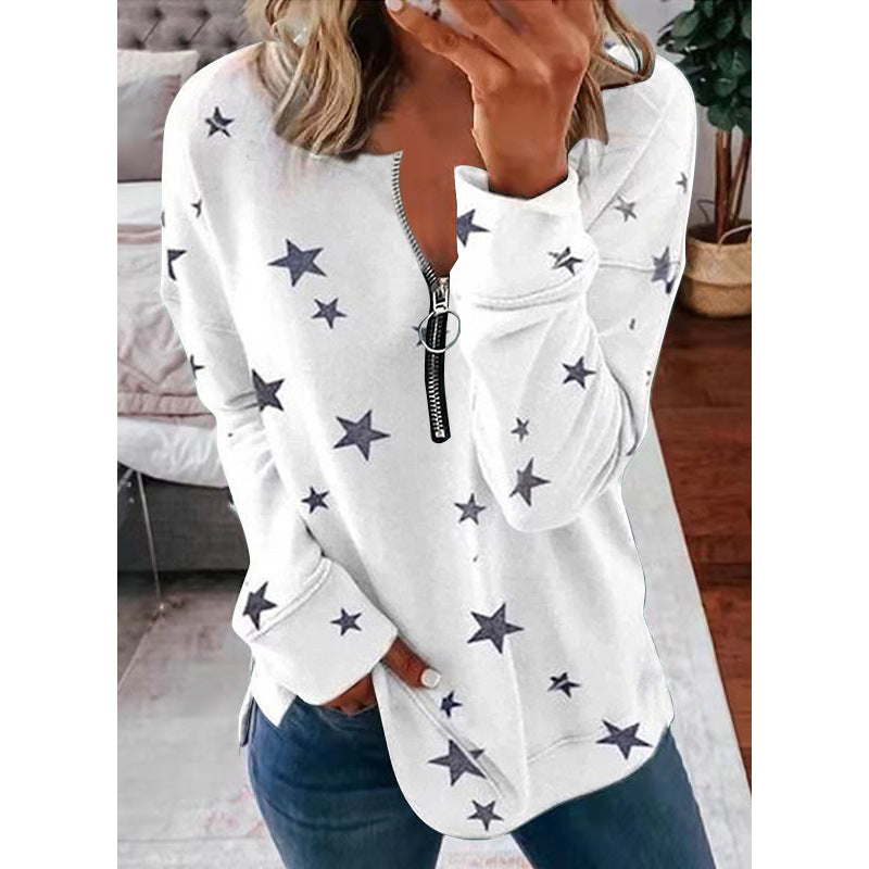 Damen Sweatshirt mit Reißverschluss und lässigem Design - 3 - Atelier-Zofia