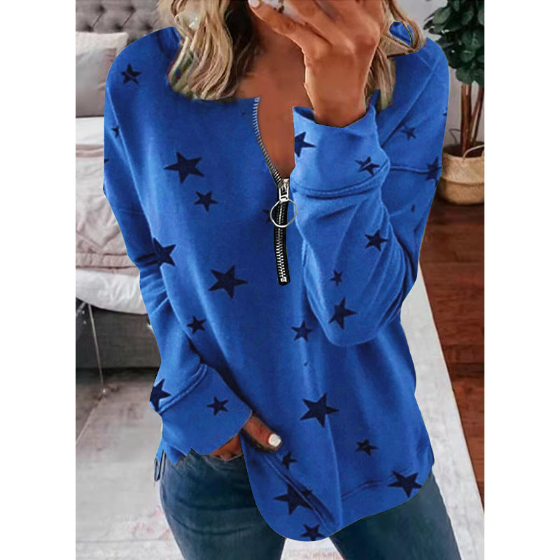 Damen Sweatshirt mit Reißverschluss und lässigem Design - 5 - Atelier-Zofia