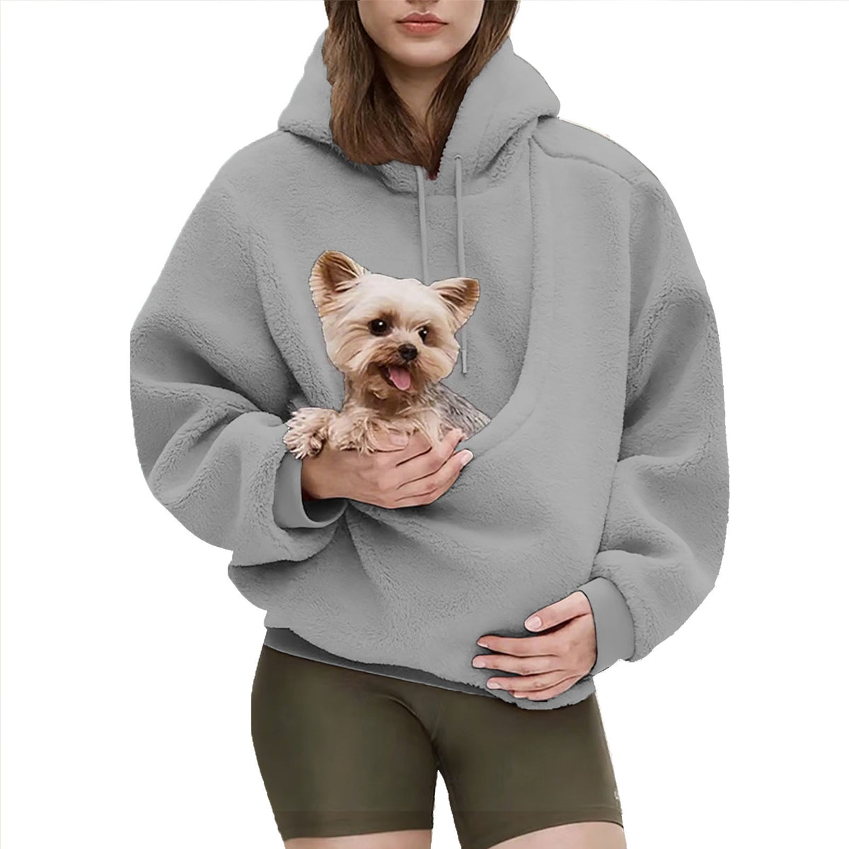 Damen-Hoodie mit geräumiger Haustiertasche und entspannter Passform - 3 - Atelier-Zofia