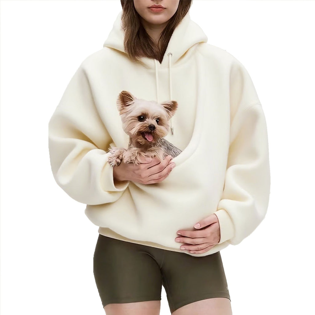 Damen-Hoodie mit geräumiger Haustiertasche und entspannter Passform - 4 - Atelier-Zofia