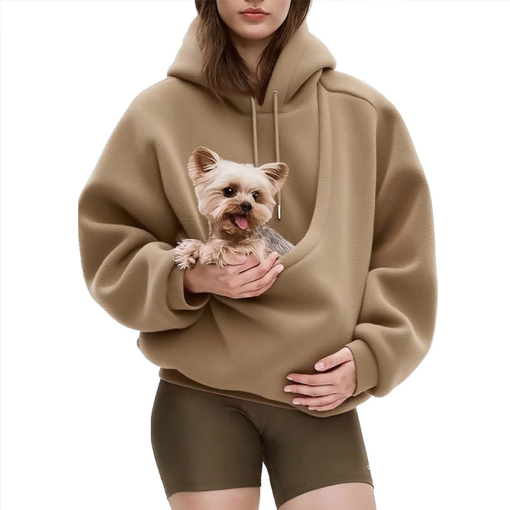 Damen-Hoodie mit geräumiger Haustiertasche und entspannter Passform - 5 - Atelier-Zofia