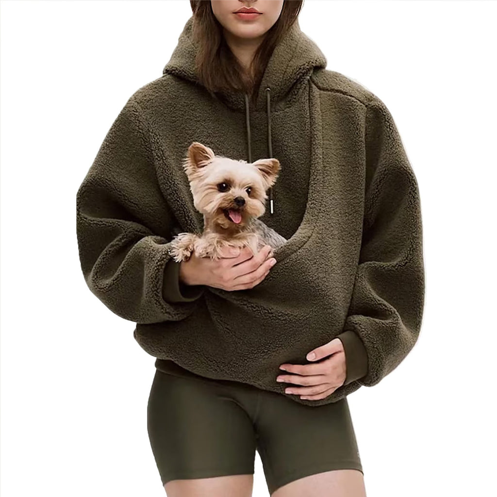 Damen-Hoodie mit geräumiger Haustiertasche und entspannter Passform - 7 - Atelier-Zofia