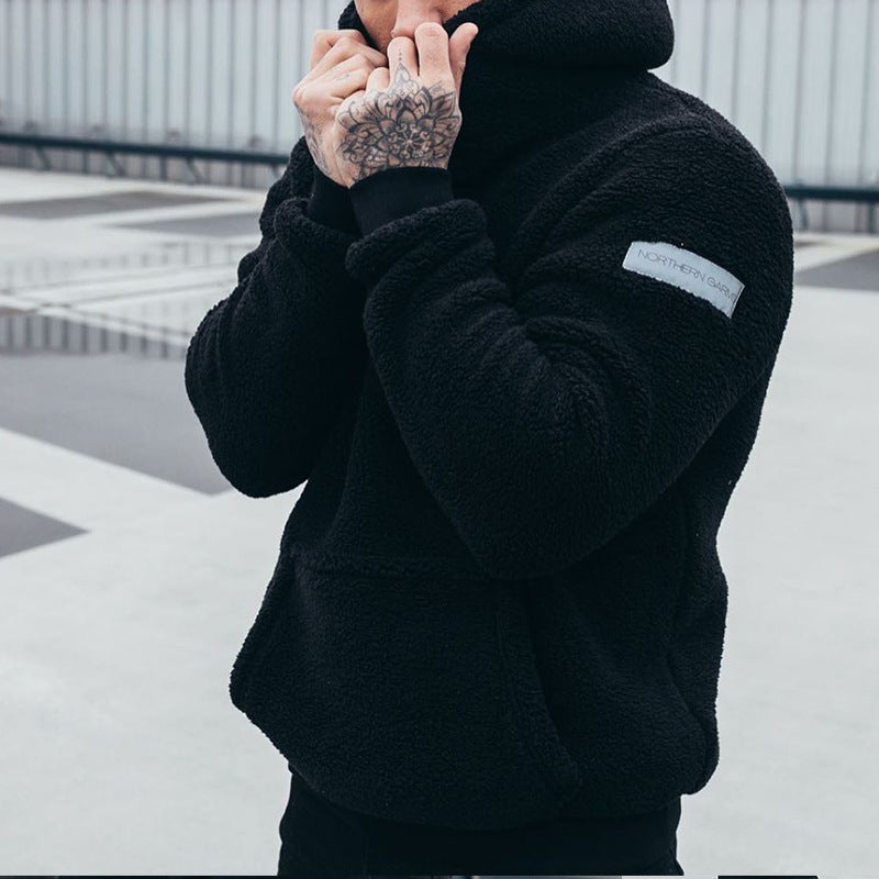 Bequemer Herren Kapuzenpullover mit geräumiger Tasche und langen Ärmeln - 3 - Atelier-Zofia