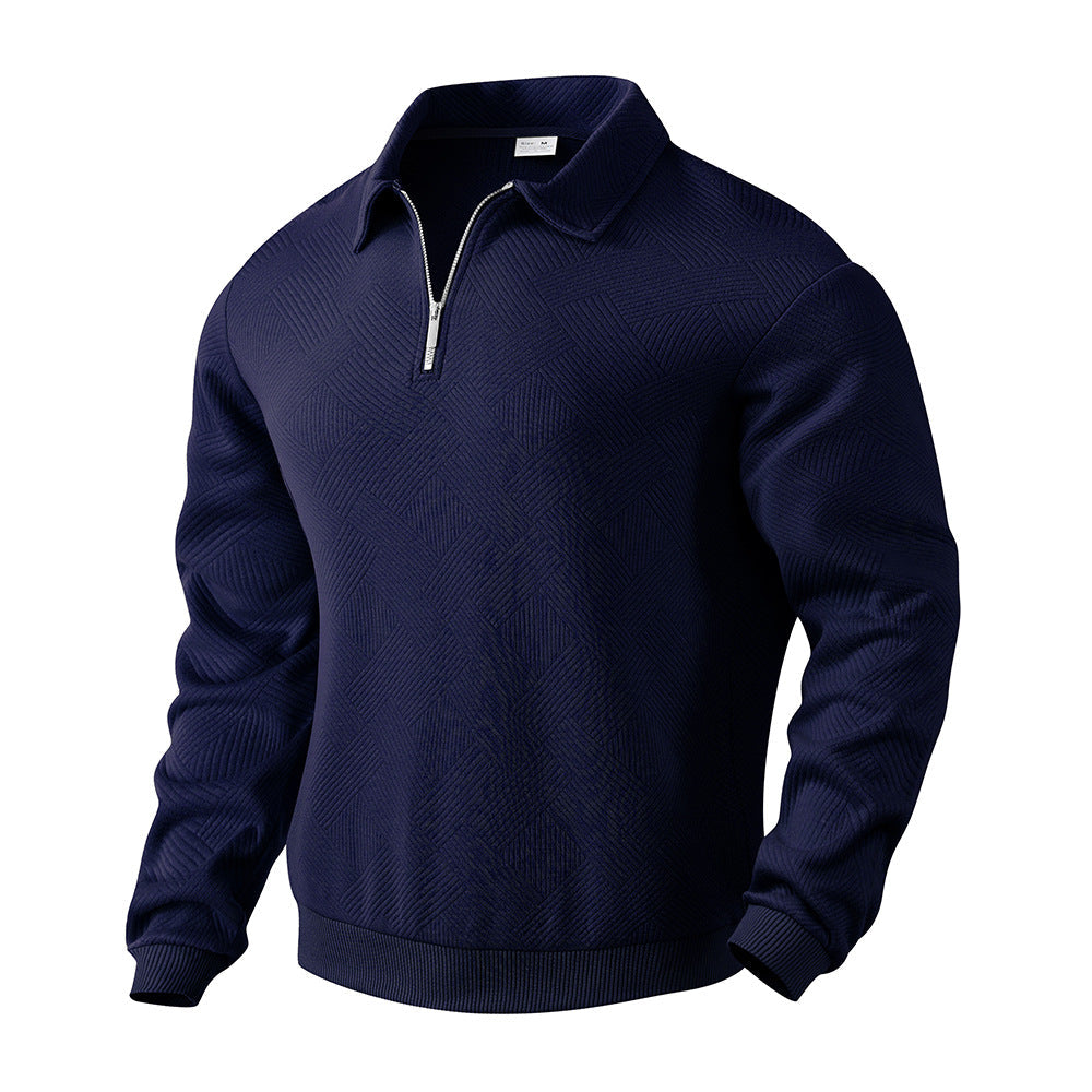 Herren Sweatshirt mit Halb-Zip und modernem Jacquard-Muster - 2 - Atelier-Zofia