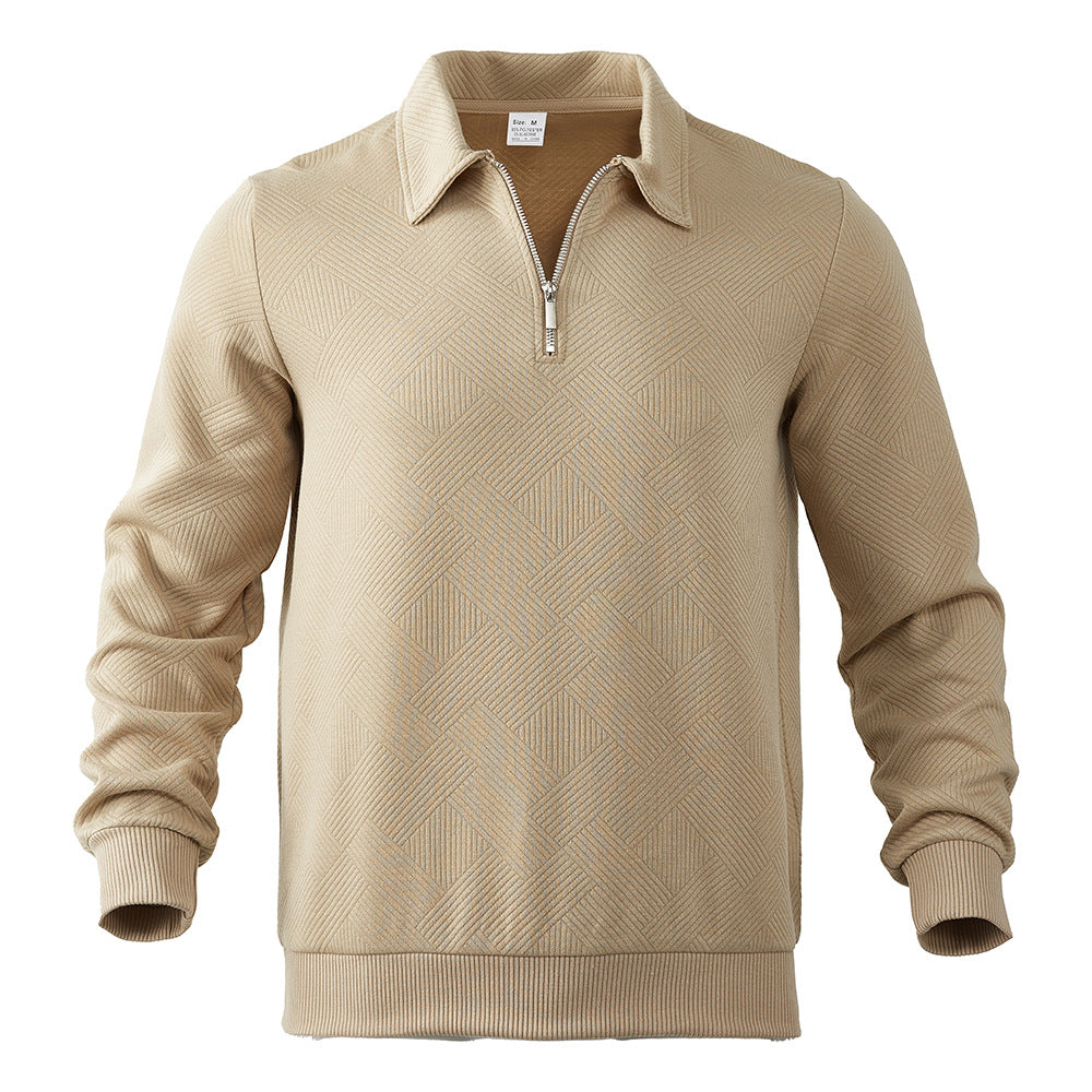 Herren Sweatshirt mit Halb-Zip und modernem Jacquard-Muster - 3 - Atelier-Zofia