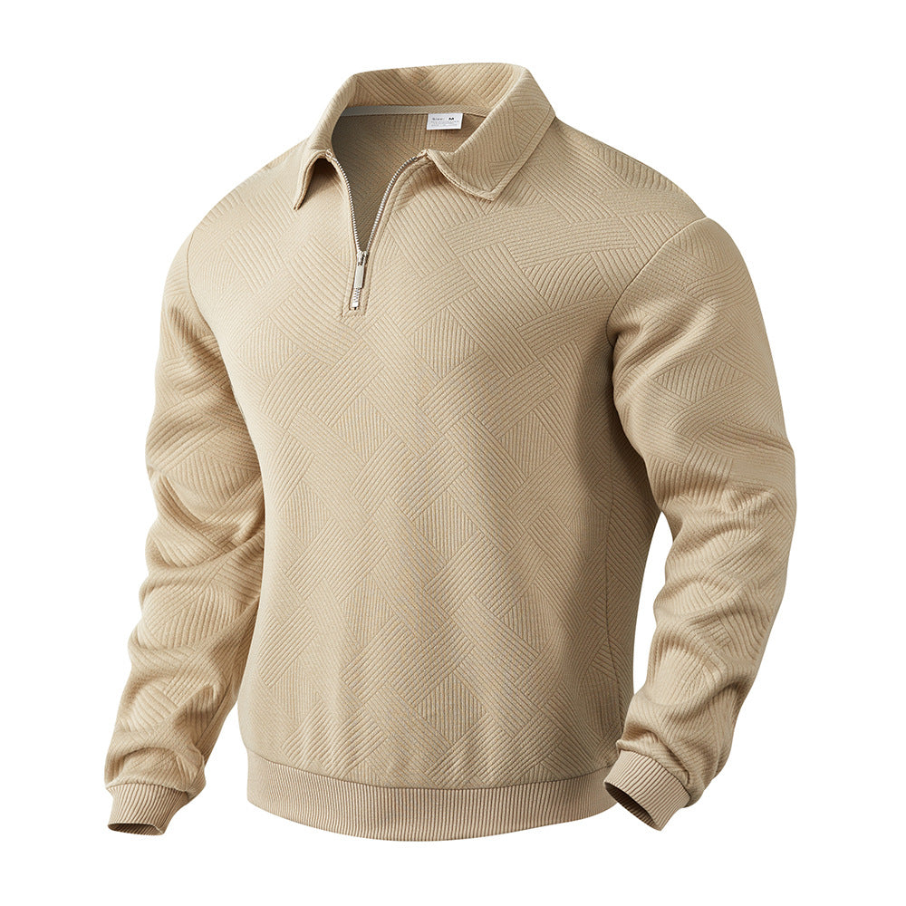 Herren Sweatshirt mit Halb-Zip und modernem Jacquard-Muster - 4 - Atelier-Zofia