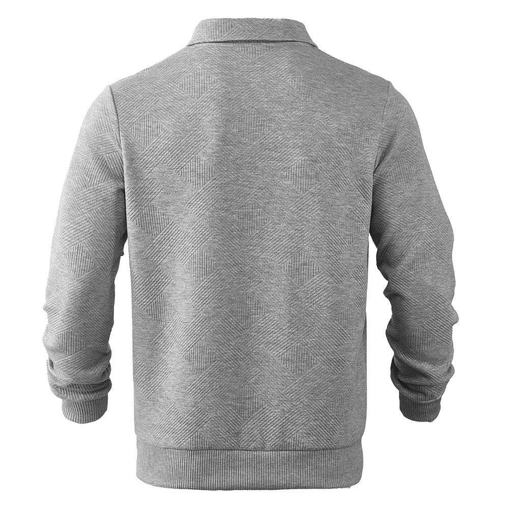 Herren Sweatshirt mit Halb-Zip und modernem Jacquard-Muster - 6 - Atelier-Zofia