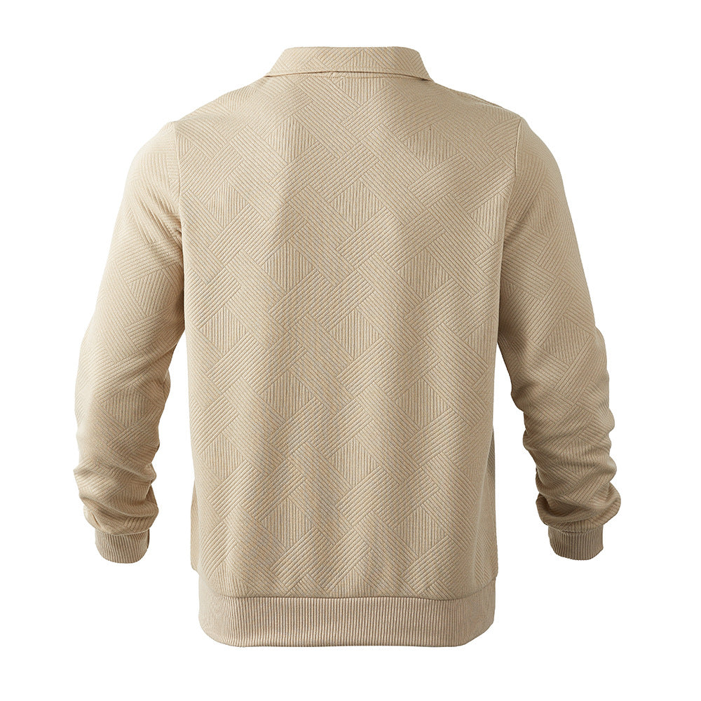 Herren Sweatshirt mit Halb-Zip und modernem Jacquard-Muster - 7 - Atelier-Zofia