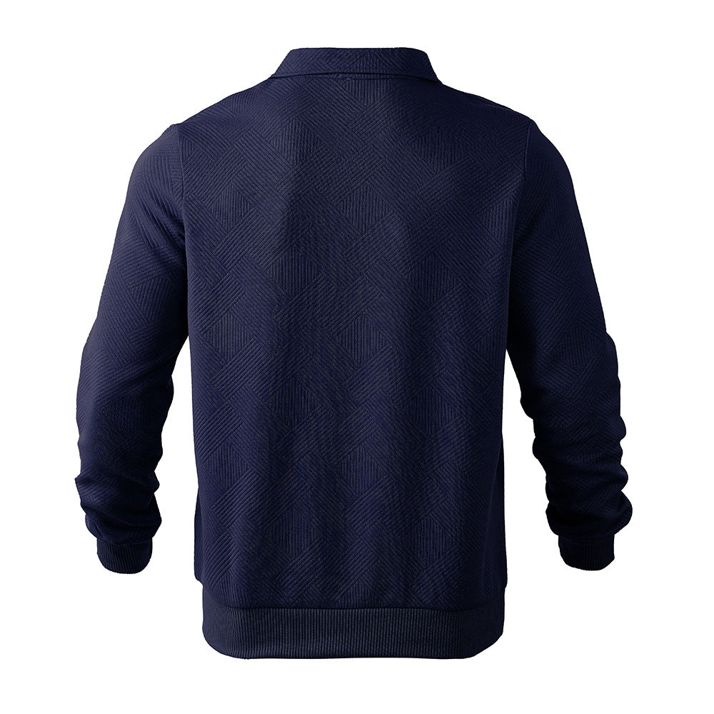 Herren Sweatshirt mit Halb-Zip und modernem Jacquard-Muster - 8 - Atelier-Zofia