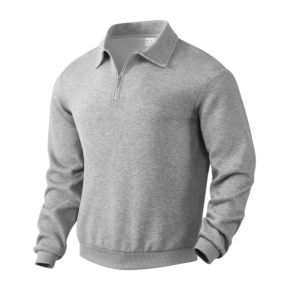 Herren Sweatshirt mit Halb-Zip und modernem Jacquard-Muster - 9 - Atelier-Zofia