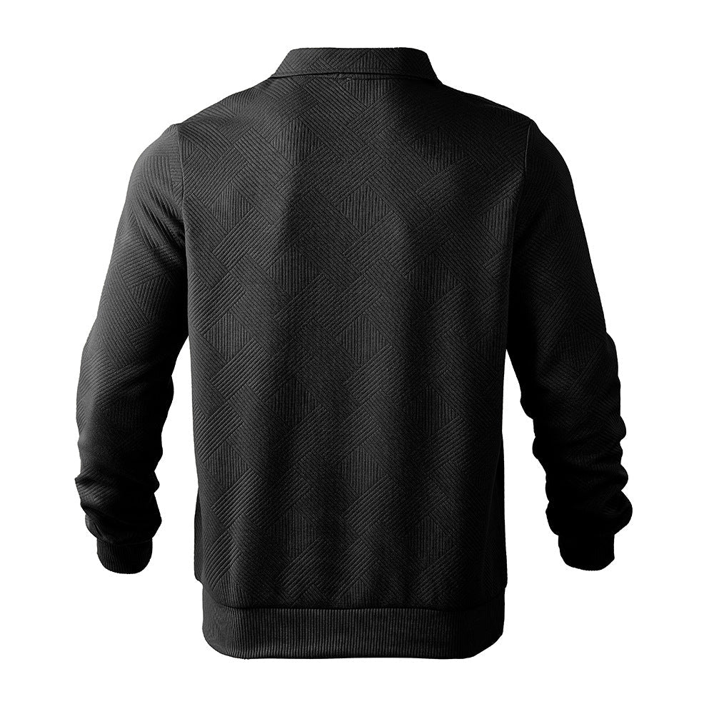 Herren Sweatshirt mit Halb-Zip und modernem Jacquard-Muster - 11 - Atelier-Zofia