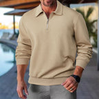 Herren Sweatshirt mit Halb-Zip und modernem Jacquard-Muster - 13 - Atelier-Zofia