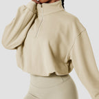 Damen Sweatshirt im lässigen Stil mit Stehkragen und halbem Reißverschluss - 5 - Atelier-Zofia
